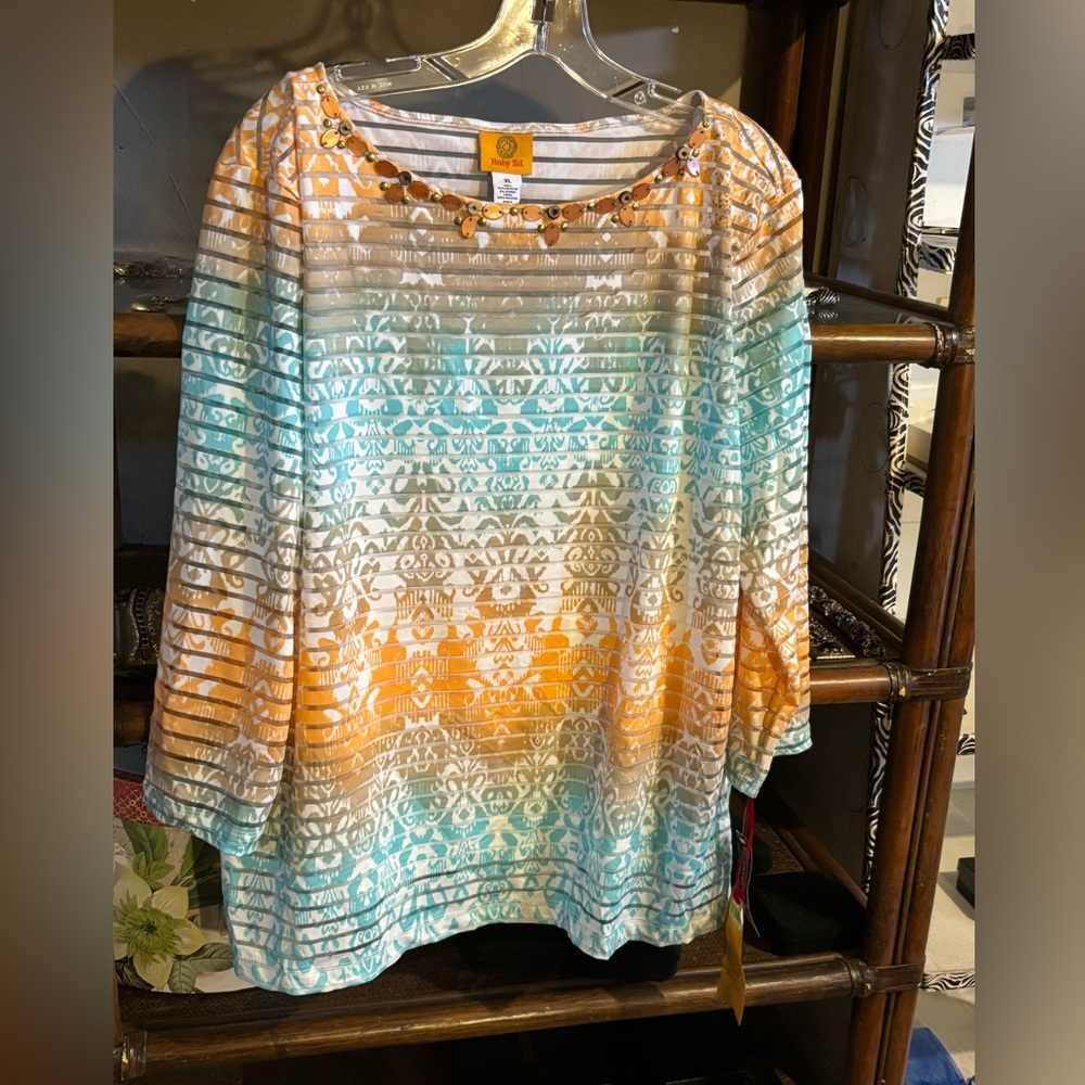 Ruby Rd. Multicolor Patterned Blouse - image 1
